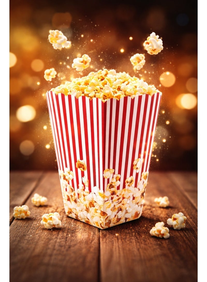 vsell24 Paper Popcorn Bucket Red and White Striped – Movie Theater, Carnival & Circus Party Popcorn Container - Image 3